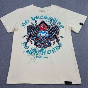 Watson Mens Embroidered T-Shirt Beige No Pressure Graphic Short Sleeve SIze‎ S
